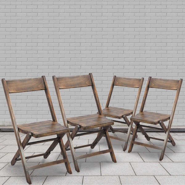 Flash Furniture Slatted Wood Folding Special Event Chair - Antique Black, PK4 4-WFC-SLAT-AB-GG - main